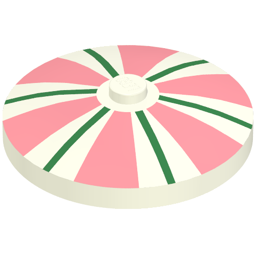 Lego Dish 4 x 4 Inverted [Radar] with Pink and Green Stripes Print Space Radar / White