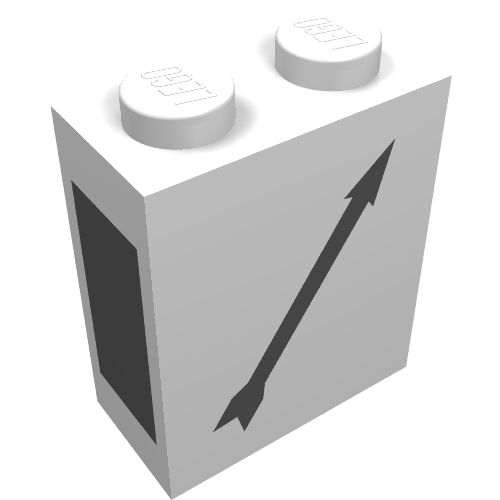 Lego Brick 1 x 2 x 2 with Bottom Tube and Train Point Right Print
