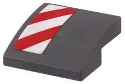 Slope, Curved 2 x 2 x 2/3 with Red and White Danger Stripes Pattern Model Left Side (Sticker) - Set 60073