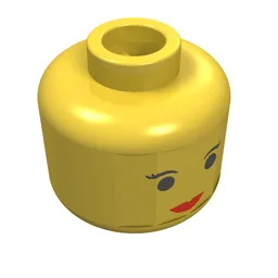 Minifig Head Princess Leia / Mon Mothma, Red Lips Small Eyebrows Print / Yellow