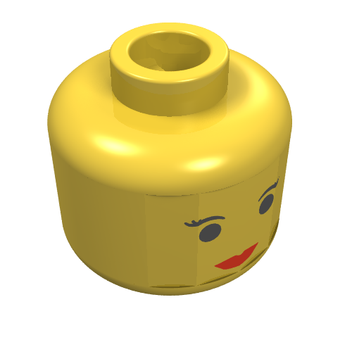 Lego Minifig Head Princess Leia / Mon Mothma, Red Lips Small Eyebrows Print / Yellow