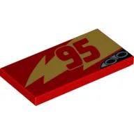 Tile 2 x 4 with '95' and Lightning Bolt (Lightning McQueen) Print / Red
