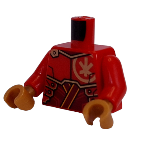 Lego Torso, Gold Asian Symbol, Gold/Dark Red Armor print, Red Arms, Pearl Gold Hands / Red
