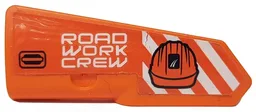 Technic, Panel Fairing #22 Very Small Smooth, Side A with 'ROAD WORK CREW', Construction Helmet and Orange and White Danger Stripes Pattern (Sticker) - Set 42060
