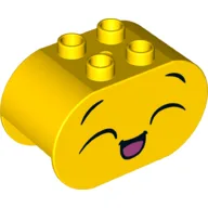 Duplo Brick 2 x 4 x 2 Rounded Ends with Happy Face, Open Mouth, Closed Eyes Print