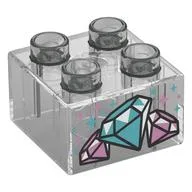 Duplo Brick 2 x 2 with Diamonds Print