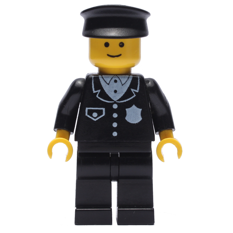 Lego Policeman, Black Suit with Badge, Black Hat (3626b Head)