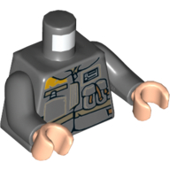 Lego Torso Jacket, Pouches and Pockets, Dark Tan Stripe Print, Dark Bluish Gray Arms, Light Nougat Hands / Dark Bluish Gray