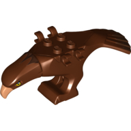 Lego Animal Body Part, Bird, Eagle Body with Beak, Eyes and Dark Brown Head and Tail Feathers Print / Reddish Brown