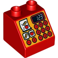 Duplo Brick 2 x 2 Slope 45° with Cash Register '123' Print / Red