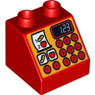 Lego Duplo Brick 2 x 2 Slope 45° with Cash Register '123' Print
