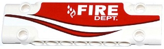 Lego Technic, Panel Plate 3 x 11 x 1 with Red Stripe and 'FIRE DEPT.' on Red Background Pattern Model Right Side (Sticker) - Set 42040