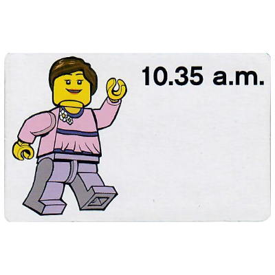 Lego Activity Card, Time-Teaching 12-Hour Clock 10.35 a.m., Female / [No Color/Any Color]