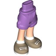 Lego Minidoll Hips and Shorts with Warm Tan Legs, Dark Tan Shoes, White Laces, Socks, Laces / Medium Lavender