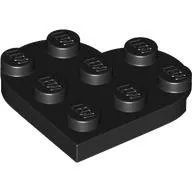 Plate Angled 3 x 3 with Heart Shape / Black