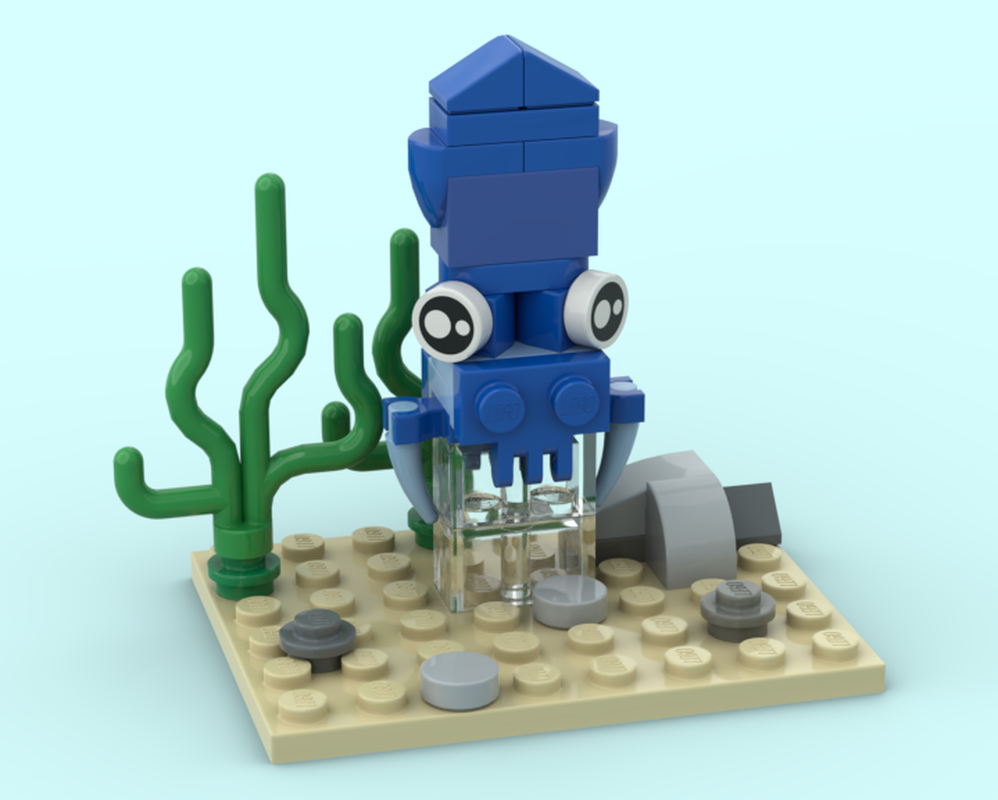 Lego Cute Blue Squid