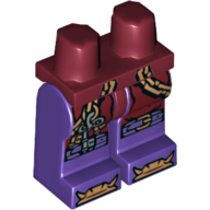 Lego Hips and Dark Purple Legs with Copper Chains with Key, Buckles on Knees and Bones on Feet Print / Dark Red