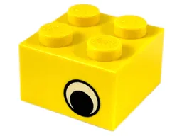 Brick 2 x 2 with Eye with White Print on Two Sides, Offset