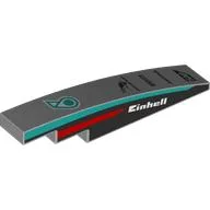 Brick Curved 1 x 6 with White 'EINHELL' On Black Background, Dark Turquoise/Red Stripes on Sides, Black Sponsors Print / Light Bluish Gray