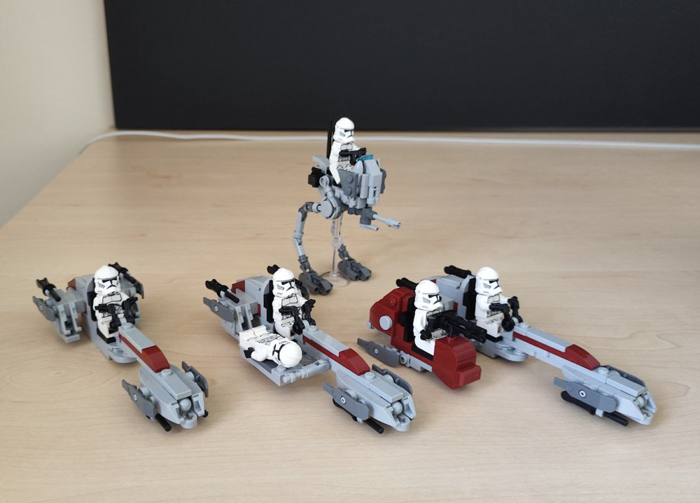 Lego AT-RT and BARC speeder in minifigscale