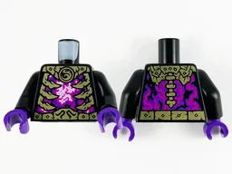 Torso Gold Armor and Ribs, Magenta, Dark Purple and White Energy Pattern / Black Arms / Dark Purple Hands