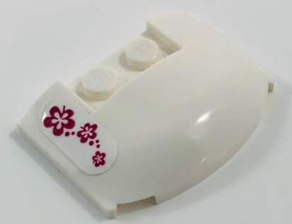 Lego Wedge 3 x 4 x 2/3 Triple Curved with 3 Magenta Flowers Pattern (Sticker) - Set 41091