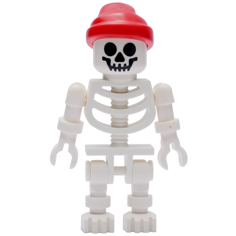 Lego Skeleton, Standard Face, Red Bandana Hat, Ball Joint Arms