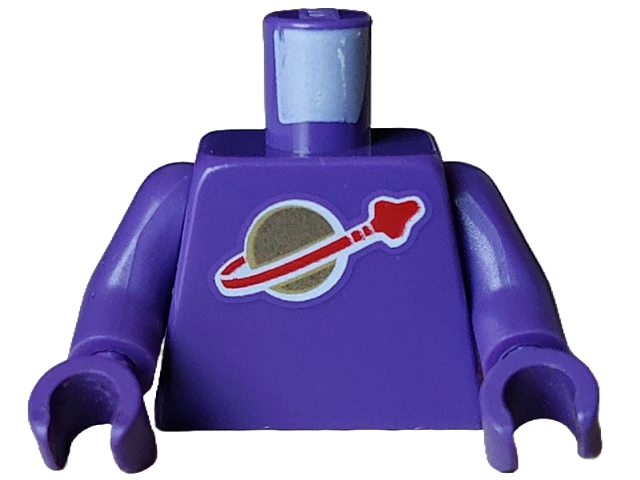 Lego Torso with Classic Space Logo High on Torso Pattern, Inside with Ribs (second reissue) / Dark Purple Arms / Dark Purple Hands