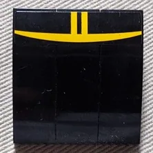 Stickered Assembly 3 x 3 x 1 with Yellow Curved Line and Stripes on Black Background Pattern (Sticker) - Set 8135