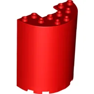 Cylinder Half 3 x 6 x 6 with 1 x 2 Cutout / Red