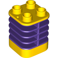 Lego Duplo Brick 2 x 2 x 2 Yellow with Flex Spring / Dark Purple