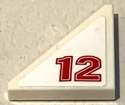 Tile, Modified 2 x 2 Triangular with Red '12' Pattern Model Left Side (Sticker) - Set 75889