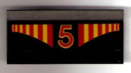 Vehicle, Spoiler / Plow Blade 6 x 3 with Hinge with Red and Yellow Stripes and Red Number 5 Pattern (Sticker) - Set 1821