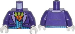Torso Batman Suit with Medium Azure Vest, Orange Shirt, and Lime Bow Tie Pattern / Dark Purple Arms / White Hands