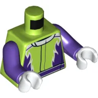 Torso Racing Suit with Dark Purple Flames Print, Dark Purple Arms, White Hands / Lime
