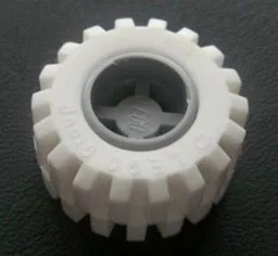 Wheel 11mm D. x 12mm, Hole Notched for Wheels Holder Pin with White Tire 21mm D. x 12mm - Offset Tread Small Wide (6014b / 6015) / Light Bluish Gray
