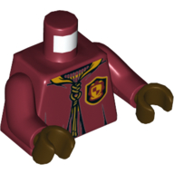 Lego Torso Robe with Laces, Gryffindor Crest Print, Dark Red Arms, Dark Brown Hands / Dark Red