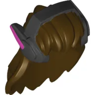 Hair with Headset, Long, Black Headset with Magenta Markings Pattern / Dark Brown