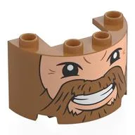 Cylinder Half 2 x 4 x 2 with 1 x 2 Cutout with Light Nougat Face, Medium Nougats Beard, Moustache Print