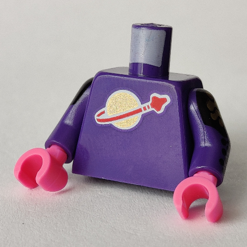 Lego Torso, Classic Space Logo, Gold Lapels print, Dark Purple Arms, Dark Pink Hands [Plain] / Dark Purple