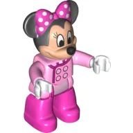Duplo Figure Minnie Mouse with Jacket with 4 Buttons Print, and Dark Pink Legs / Bright Pink