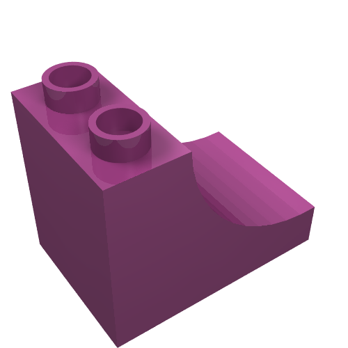 Lego Duplo Brick 2 x 3 x 2 with Curve / Magenta