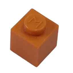 Modulex Brick 1 x 1 with M on Stud / Modulex Orange
