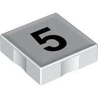 Duplo Tile 2 x 2 with Number '5' Print / White