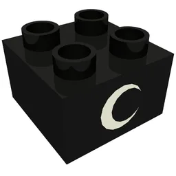 Duplo Brick 2 x 2 with Eye without White Spot Print, on Two Sides / Black