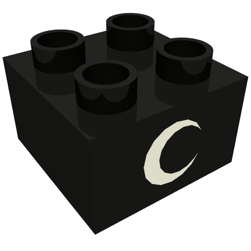 Lego Duplo Brick 2 x 2 with Eye without White Spot Print, on Two Sides / Black