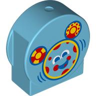 Lego Duplo Brick 1 x 3 x 2 Round Top with Circles as Mickey Mouse Outline, Yellow/Red Decorations print / Medium Azure