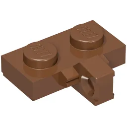 Hinge Plate 1 x 2 Locking with 1 Finger on Side, with Groove / Reddish Brown