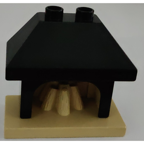 Lego Duplo Fireplace with Black Top with 2 Top Studs / Tan