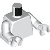Lego Torso, Dark Bluish Grey Tail on Back print, White Arms and Hands / White